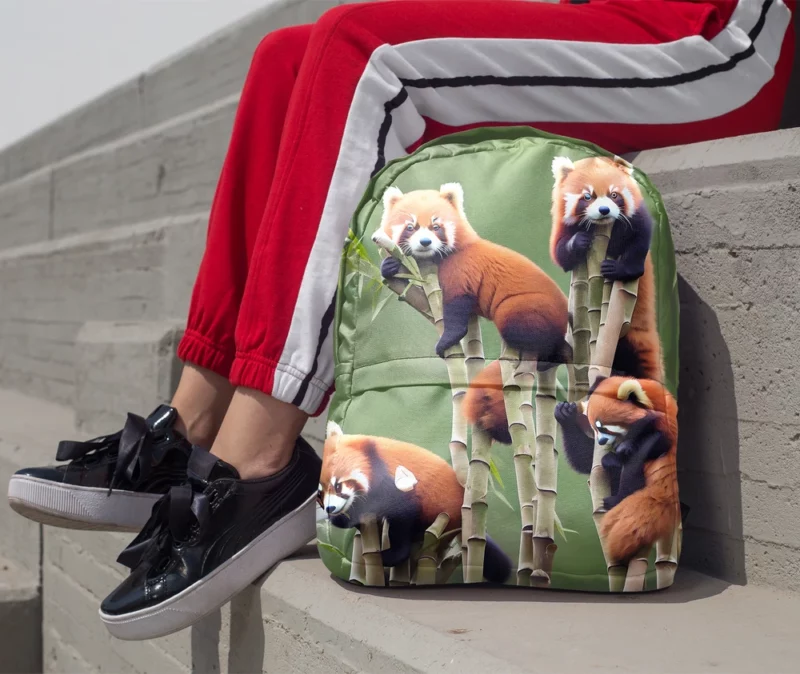 Bamboo Sharing Happy Red Panda Pair Minimalist Backpack 1
