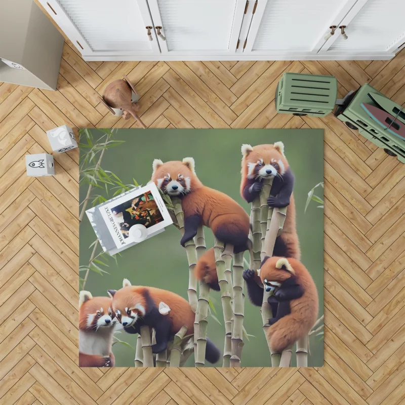 Bamboo Sharing Happy Red Panda Pair Rug