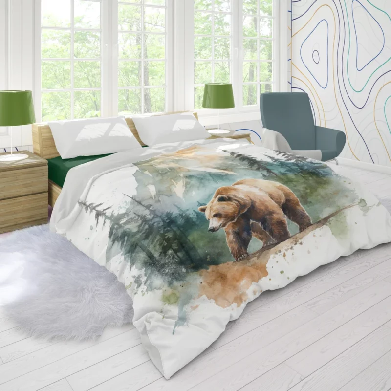 Bear Roaming the Woods Duvet Cover