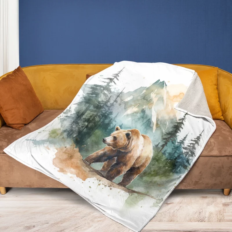 Bear Roaming the Woods Fleece Blanket 1