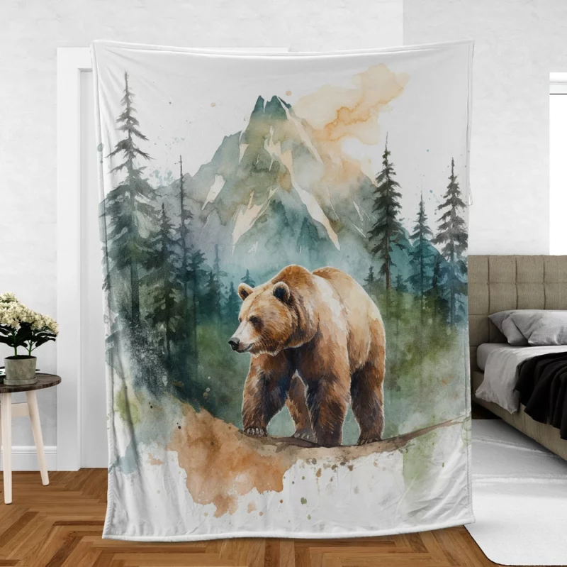 Bear Roaming the Woods Fleece Blanket