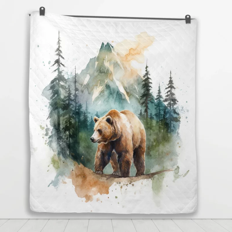 Bear Roaming the Woods Quilt Blanket 1