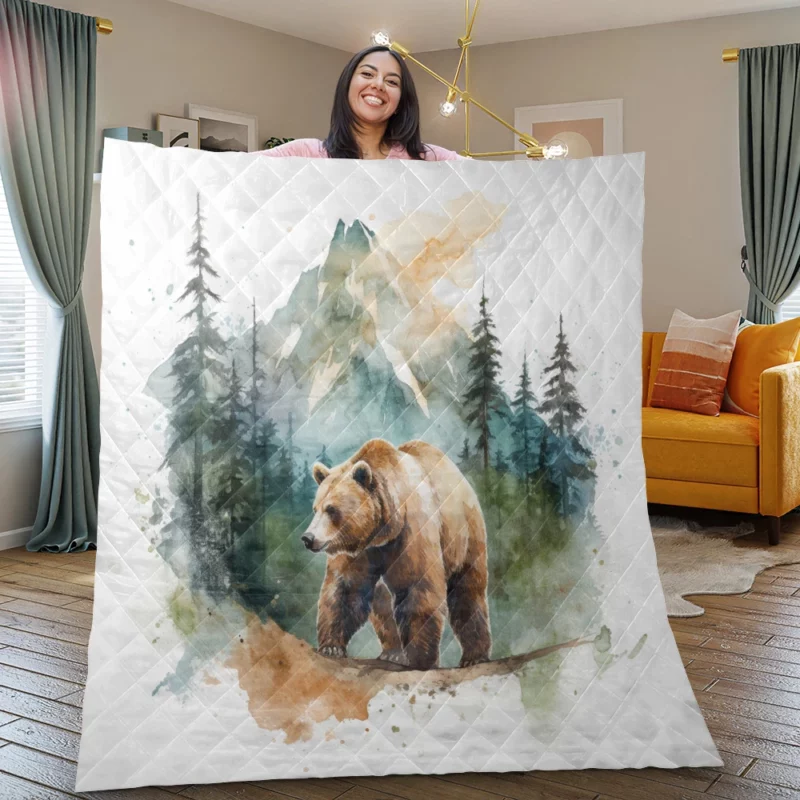 Bear Roaming the Woods Quilt Blanket