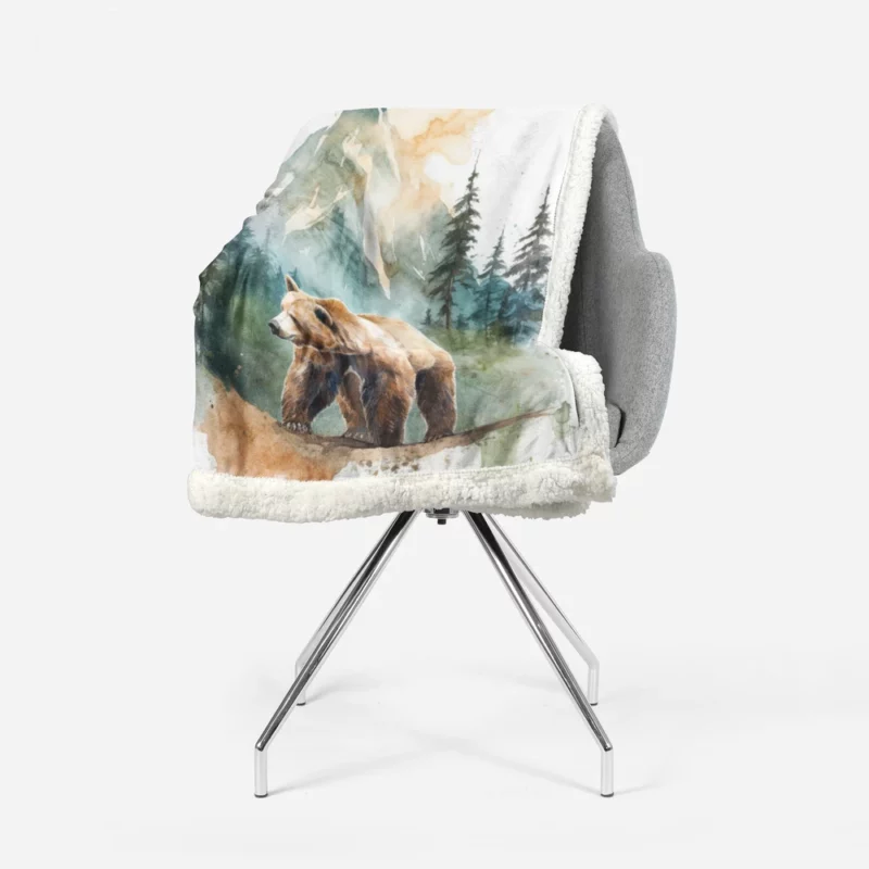 Bear Roaming the Woods Sherpa Fleece Blanket 1