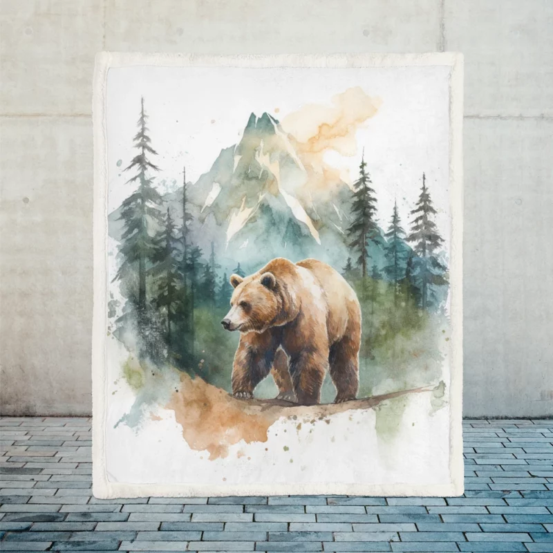 Bear Roaming the Woods Sherpa Fleece Blanket