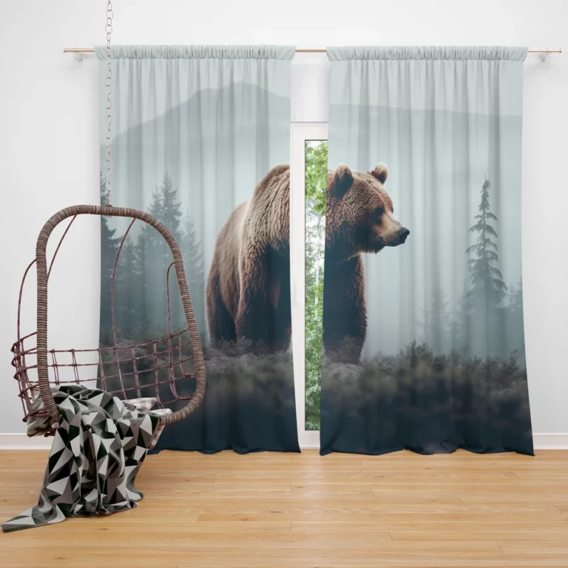 Bear in the Mountains Window Curtain