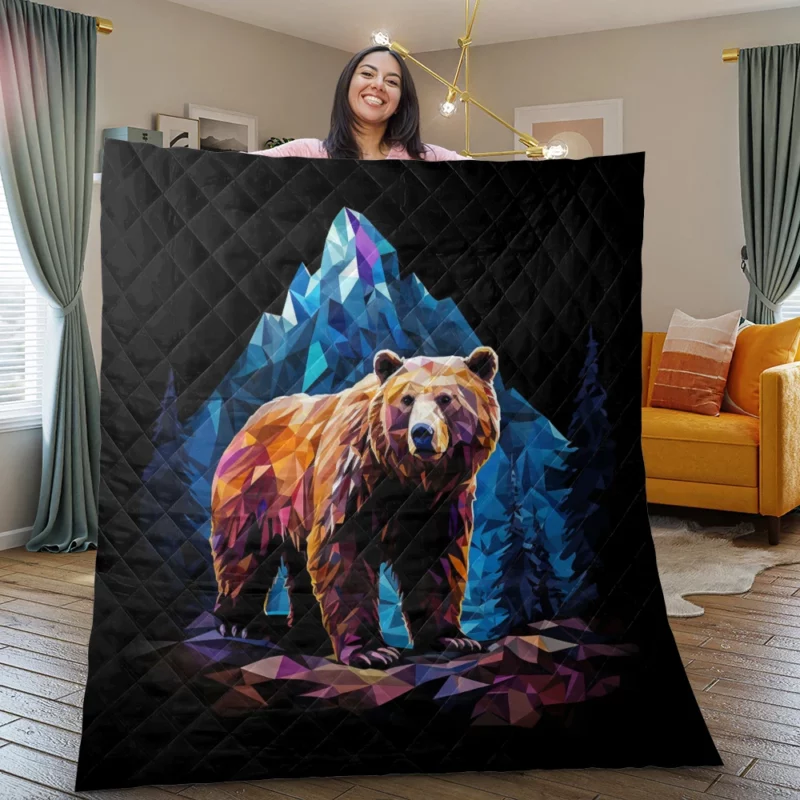 Bear in the Mountainscape Quilt Blanket