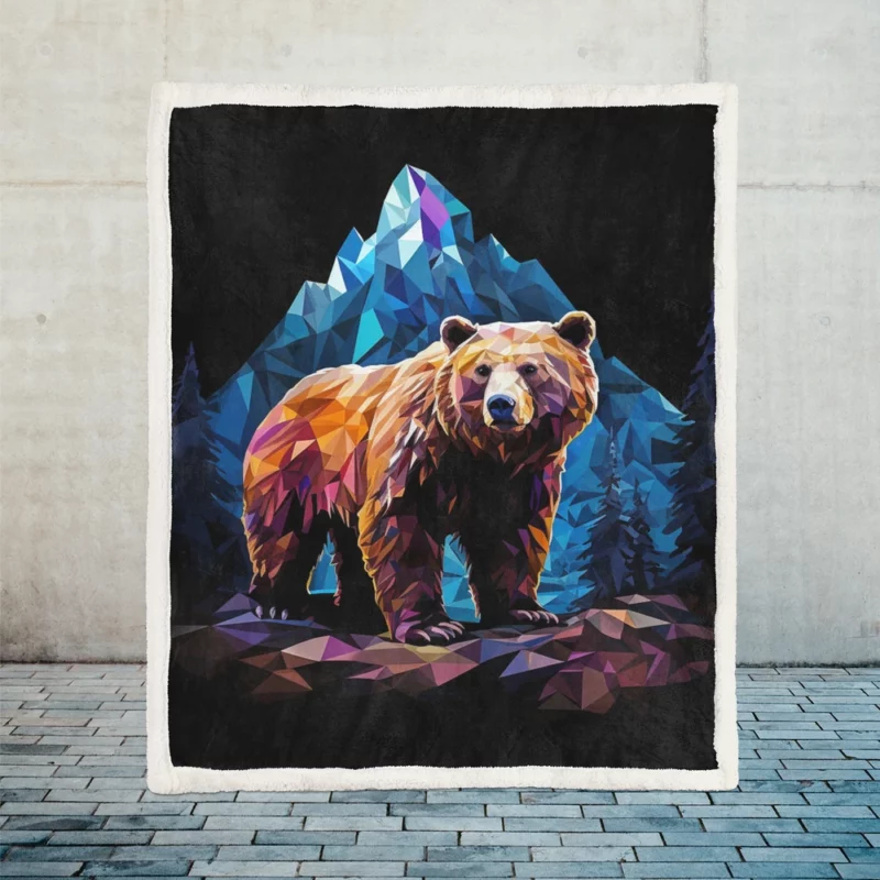 Bear in the Mountainscape Sherpa Fleece Blanket