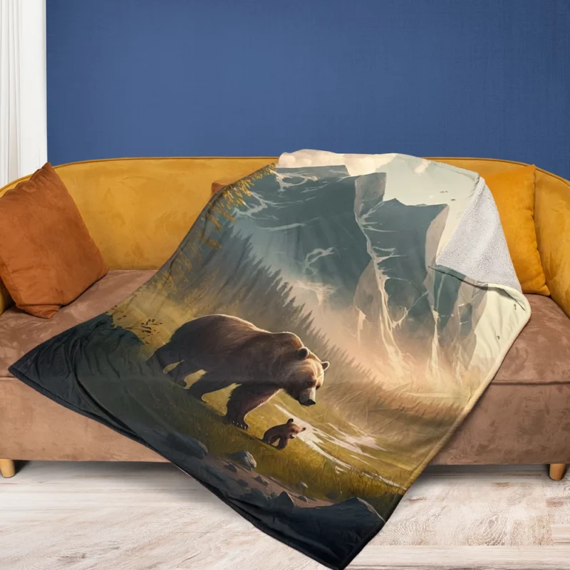 Bear on the Mountain Peak Fleece Blanket 1