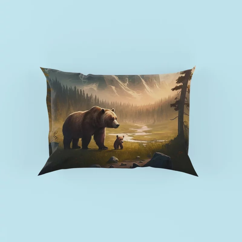 Bear on the Mountain Peak Pillow Case