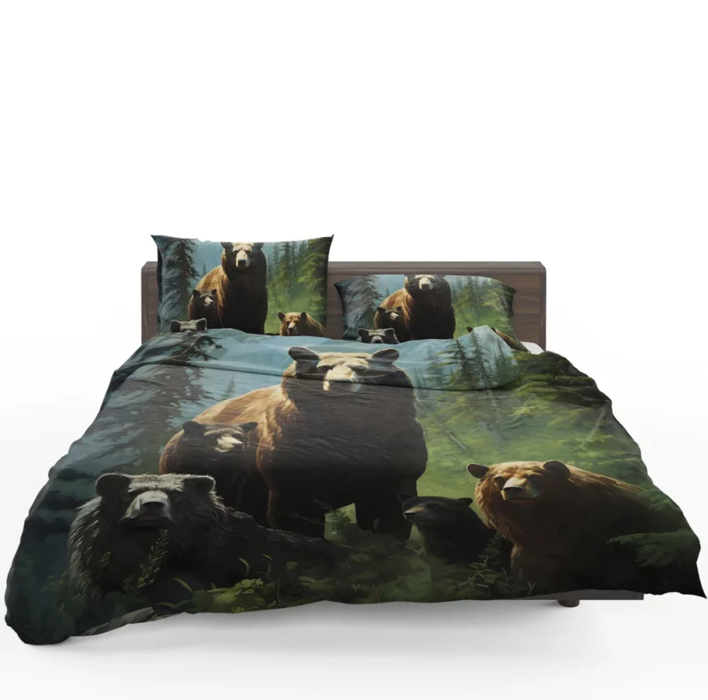 Bears Ambling Through Mountain Woods Bedding Set 1