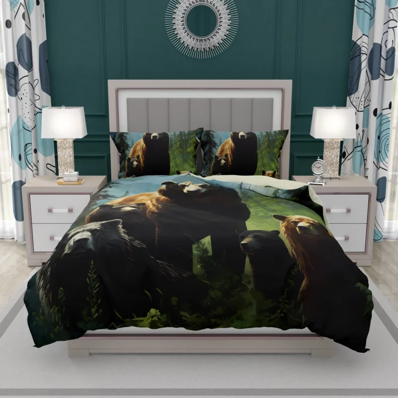 Bears Ambling Through Mountain Woods Bedding Set 2