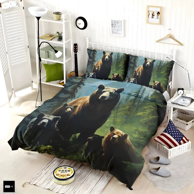 Bears Ambling Through Mountain Woods Bedding Set