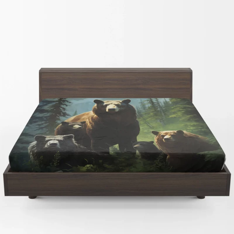 Bears Ambling Through Mountain Woods Fitted Sheet 1