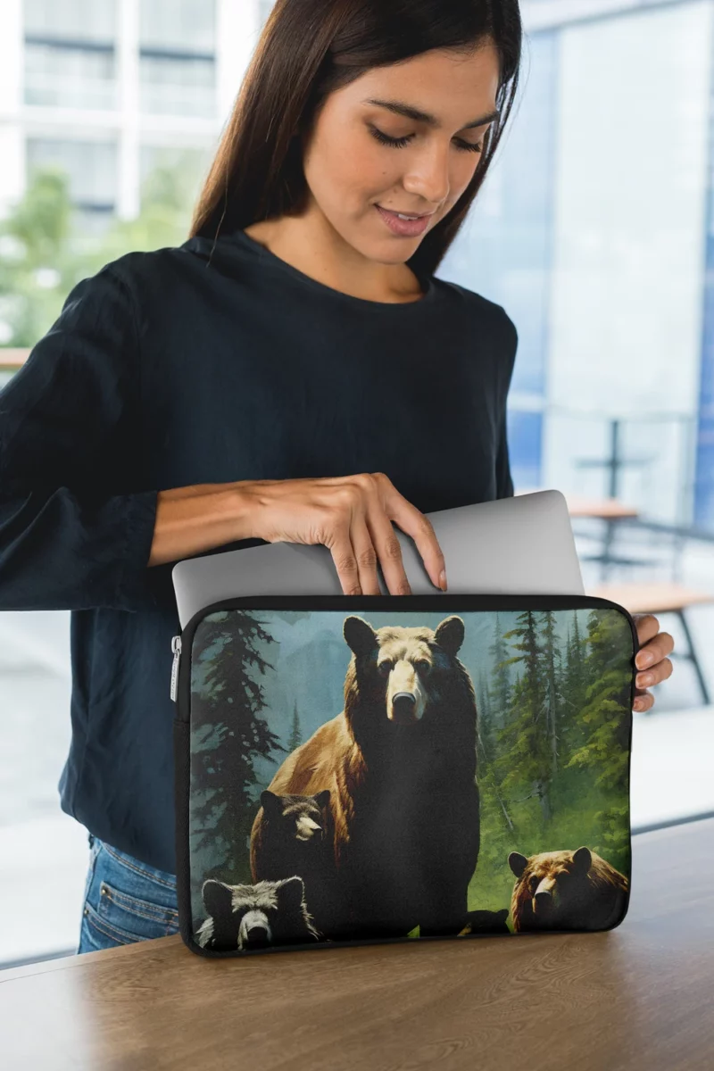 Bears Ambling Through Mountain Woods Laptop Sleeve 1