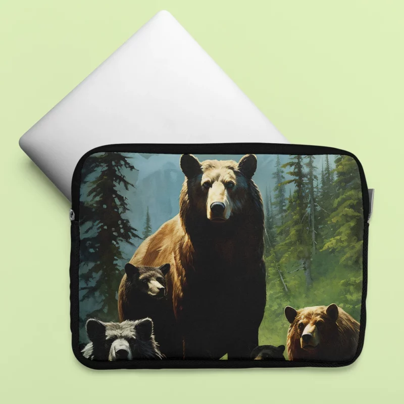 Bears Ambling Through Mountain Woods Laptop Sleeve