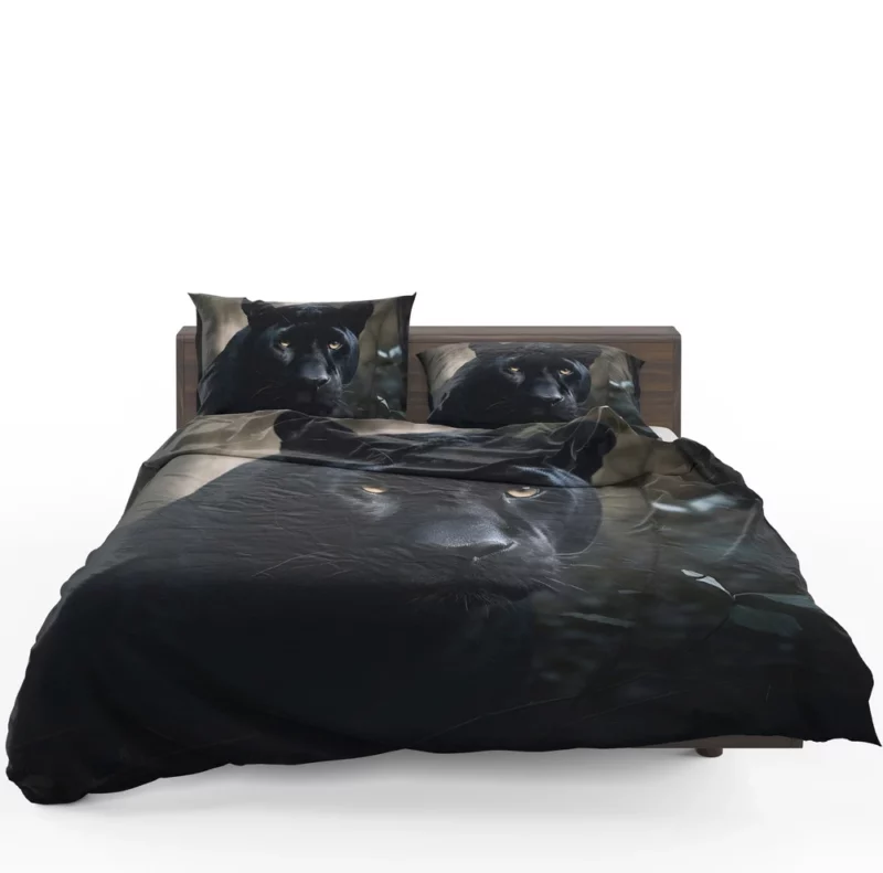 Beautiful Black Panther in Forest Bedding Set 1