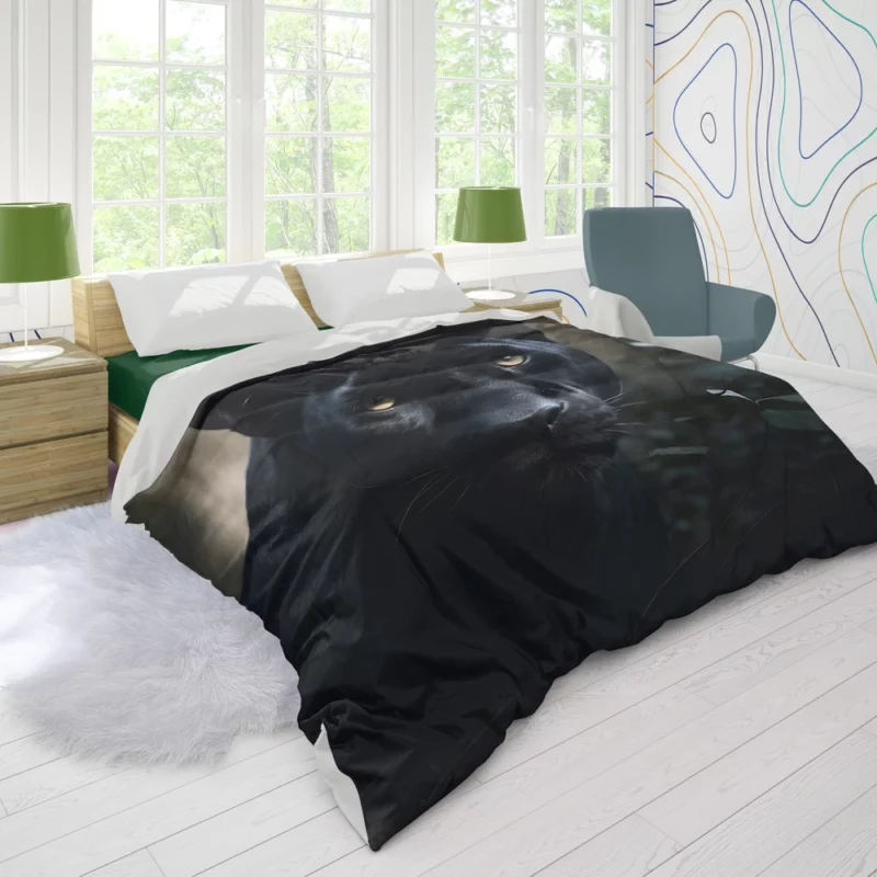 Beautiful Black Panther in Forest Duvet Cover