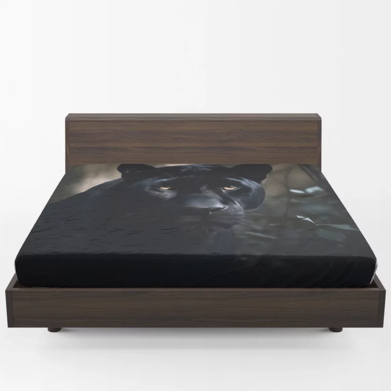 Beautiful Black Panther in Forest Fitted Sheet 1