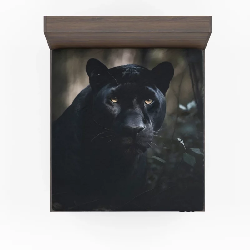 Beautiful Black Panther in Forest Fitted Sheet