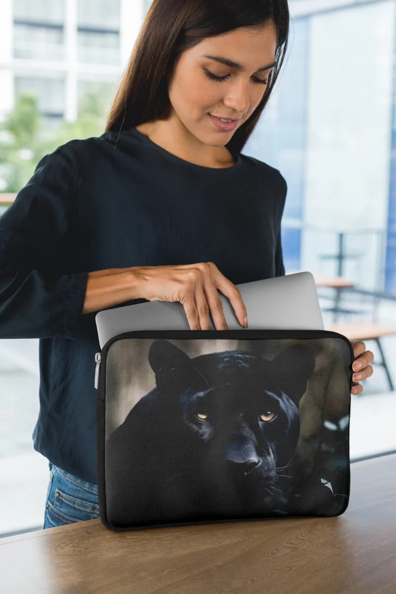 Beautiful Black Panther in Forest Laptop Sleeve 1