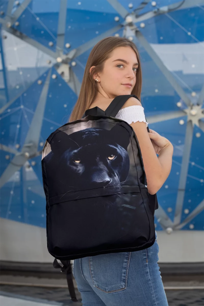 Beautiful Black Panther in Forest Minimalist Backpack 2