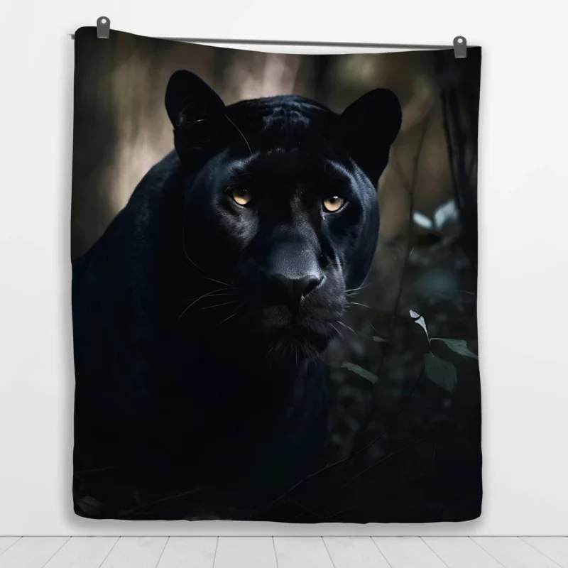 Beautiful Black Panther in Forest Quilt Blanket 1