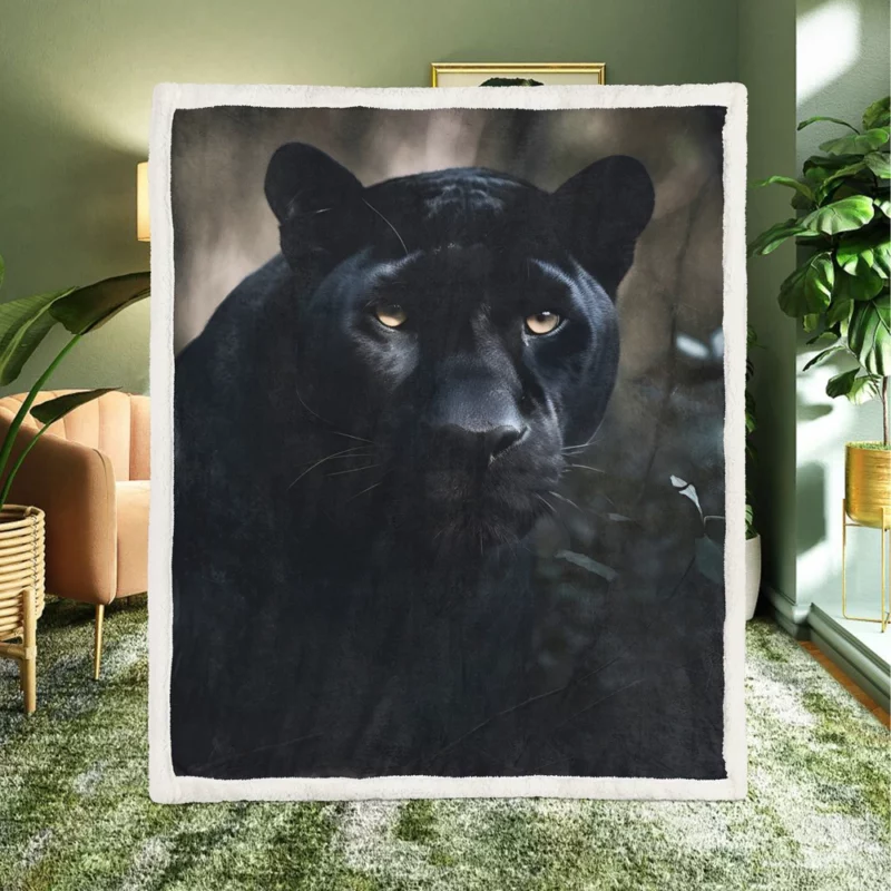 Beautiful Black Panther in Forest Sherpa Fleece Blanket