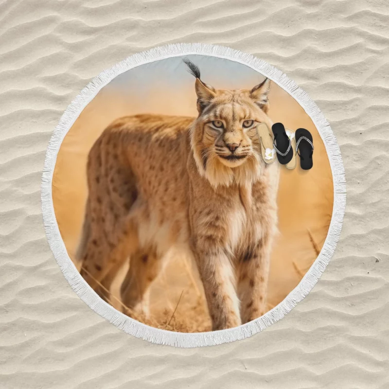 Beautiful Bobcat Printing Round Beach Towel