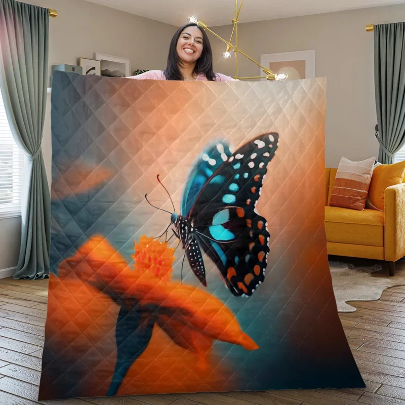 Beautiful Butterfly Photography Quilt Blanket