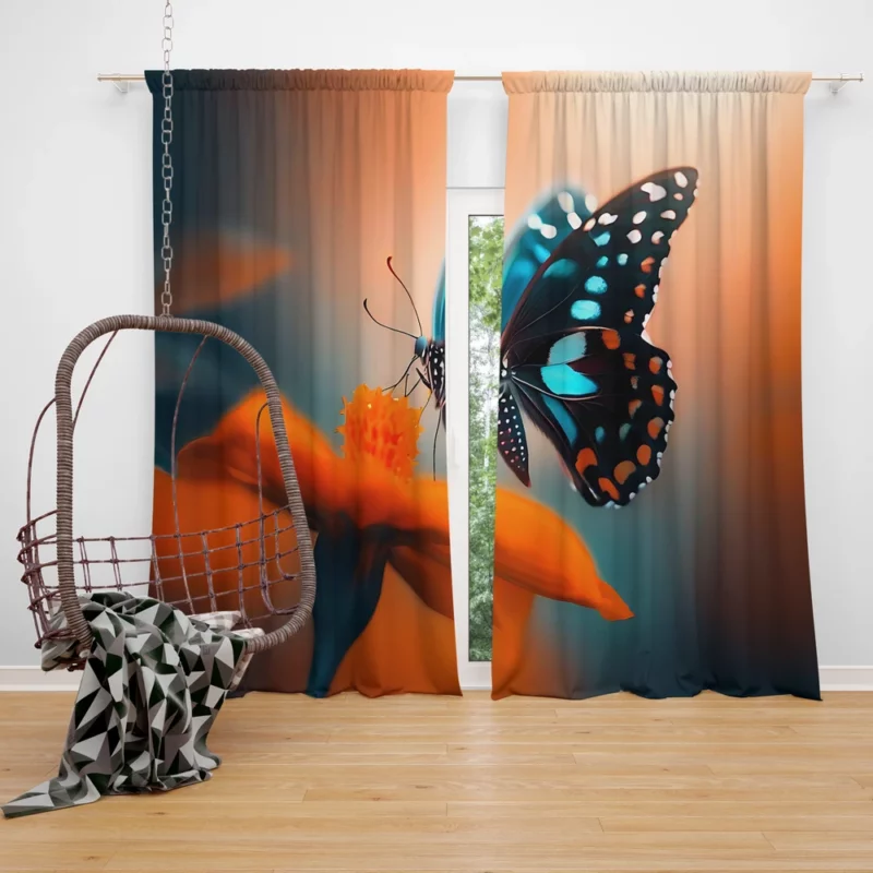 Beautiful Butterfly Photography Window Curtain