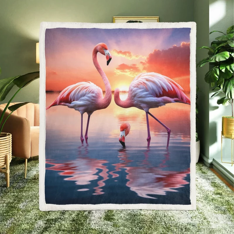 Beautiful Flamingos Sherpa Fleece Blanket