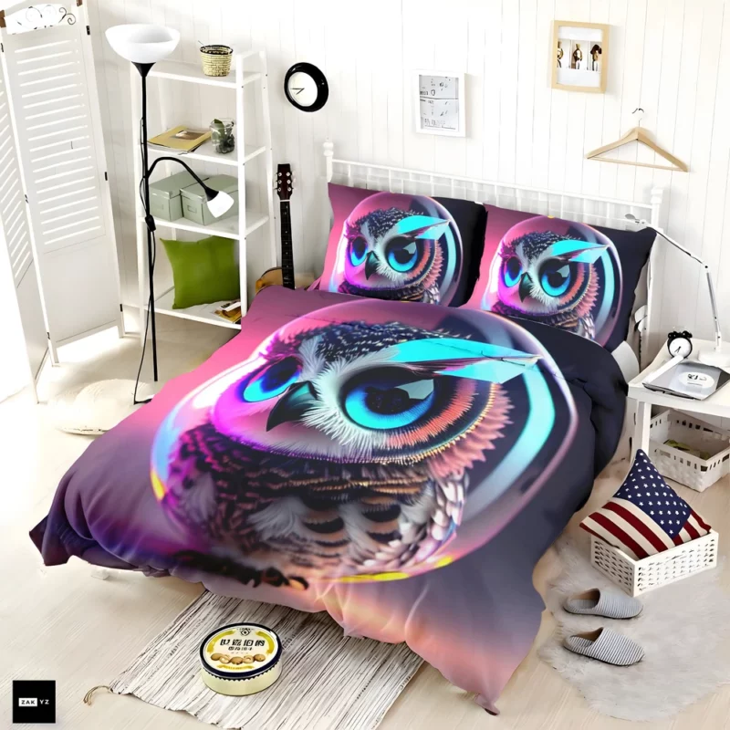 Beautiful Owl Bubble Art Bedding Set