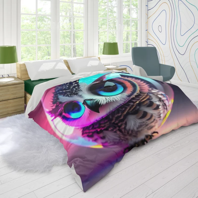 Beautiful Owl Bubble Art Duvet Cover