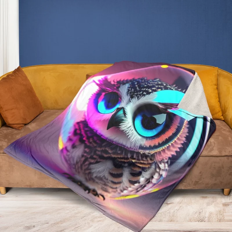 Beautiful Owl Bubble Art Fleece Blanket 1