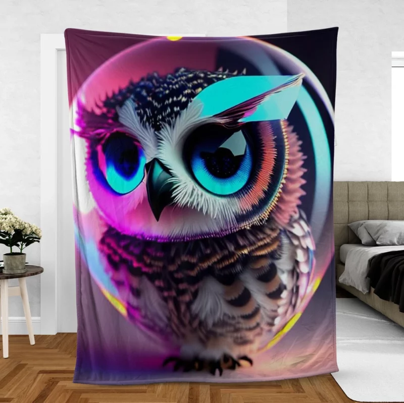 Beautiful Owl Bubble Art Fleece Blanket