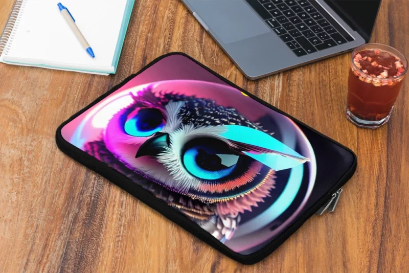 Beautiful Owl Bubble Art Laptop Sleeve 2