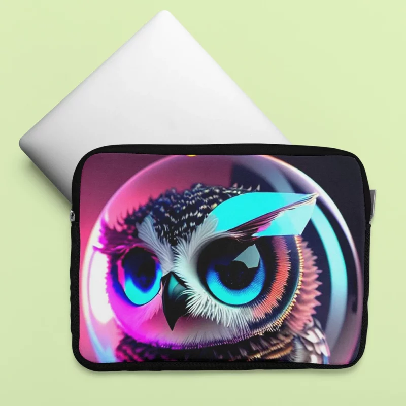 Beautiful Owl Bubble Art Laptop Sleeve