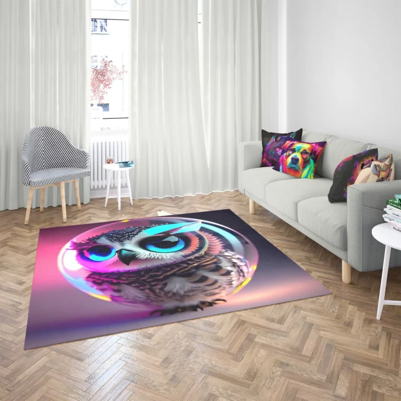 Beautiful Owl Bubble Art Rug 2