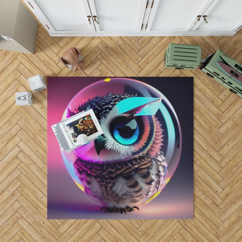 Beautiful Owl Bubble Art Rug