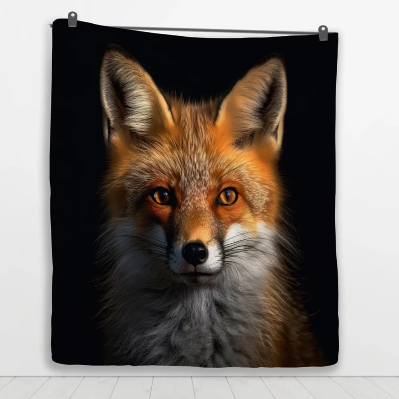 Beautiful Red Fox Portrait Quilt Blanket 1