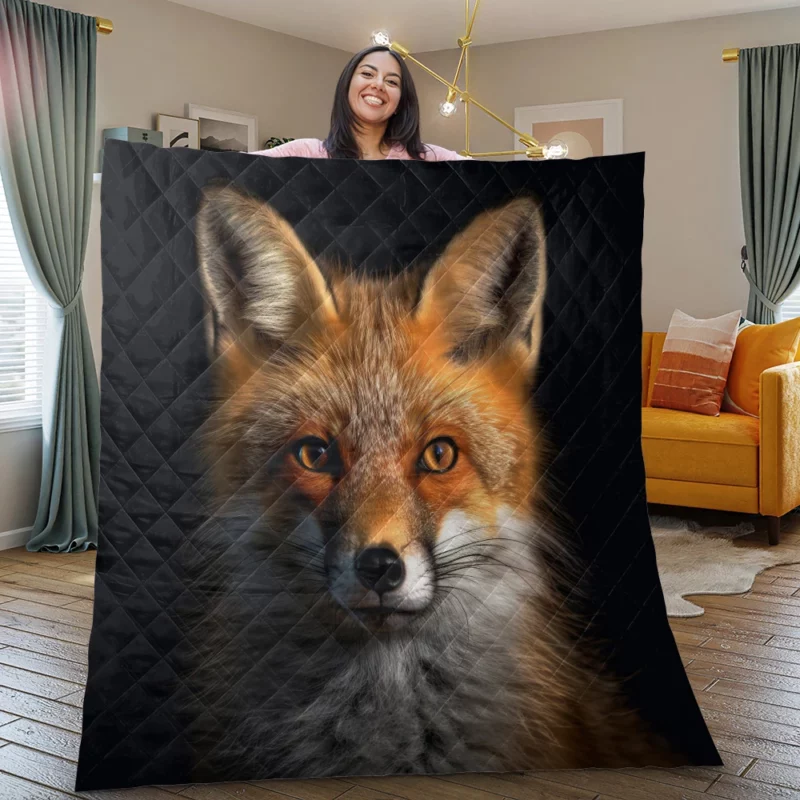 Beautiful Red Fox Portrait Quilt Blanket