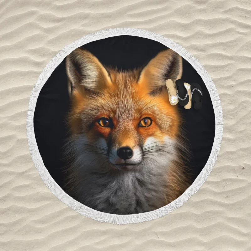 Beautiful Red Fox Portrait Round Beach Towel