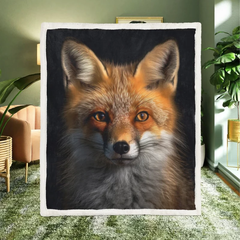 Beautiful Red Fox Portrait Sherpa Fleece Blanket