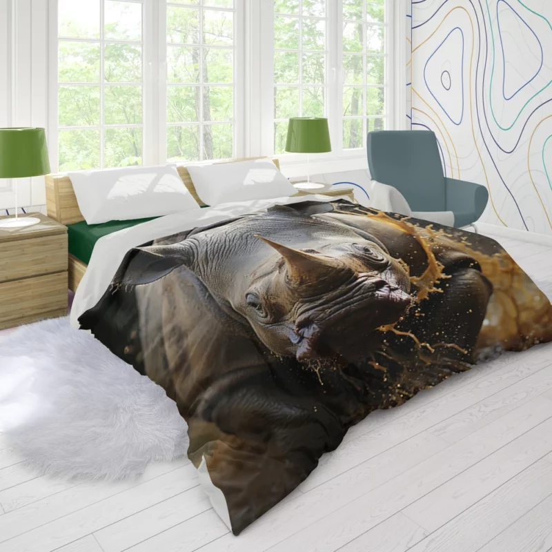 Beautiful Rhino Wallpaper Duvet Cover