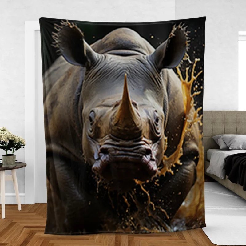 Beautiful Rhino Wallpaper Fleece Blanket