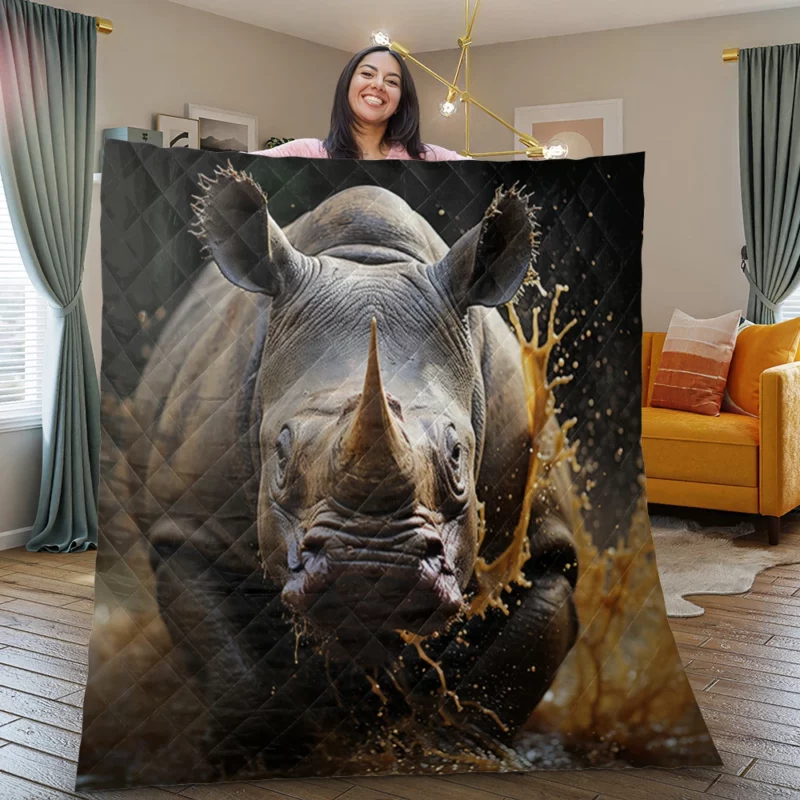 Beautiful Rhino Wallpaper Quilt Blanket