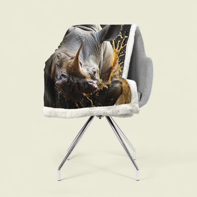 Beautiful Rhino Wallpaper Sherpa Fleece Blanket 1