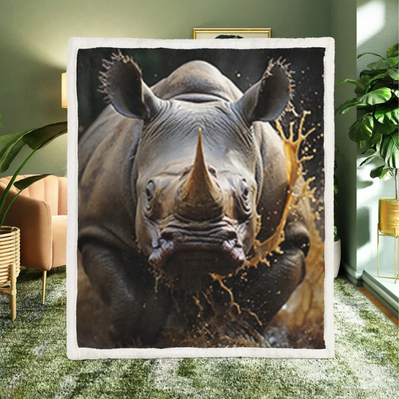 Beautiful Rhino Wallpaper Sherpa Fleece Blanket