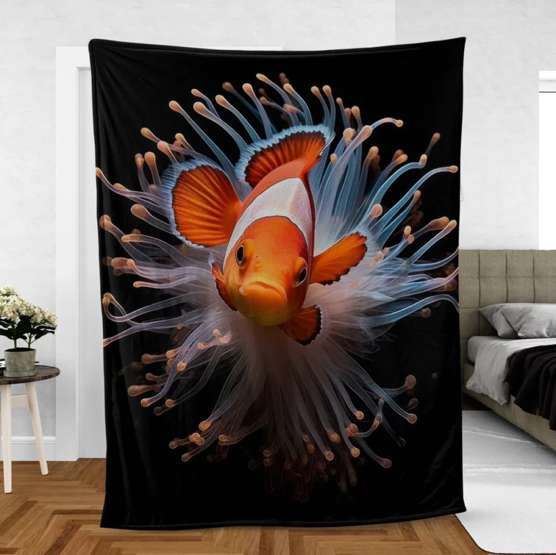 Beautiful Underwater Clownfish Fleece Blanket